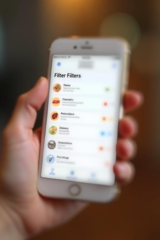 App screen showing dietary and food filters